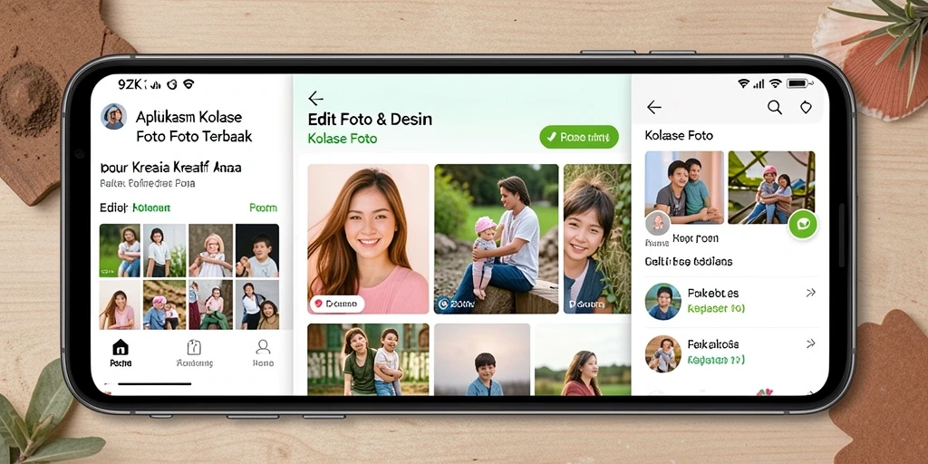 Tampilan antarmuka 9ZK dengan fitur kolase foto yang menarik.