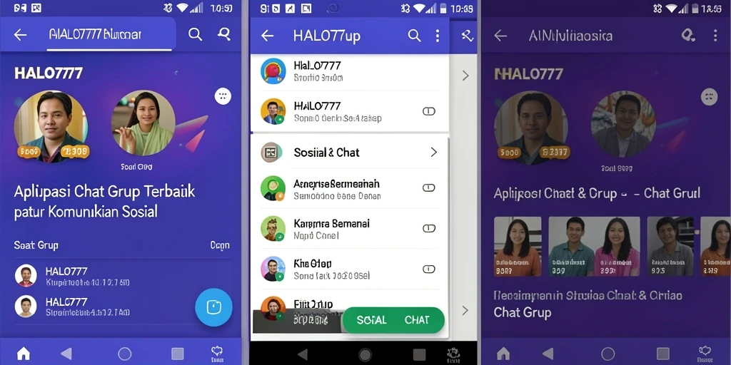 Tampilan antarmuka HALO777 yang modern dan user-friendly untuk chat grup.