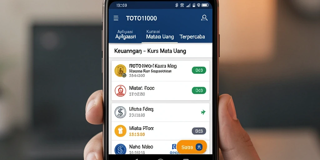 Antarmuka TOTO1000 menampilkan data Kurs Mata Uang secara jelas dan informatif.